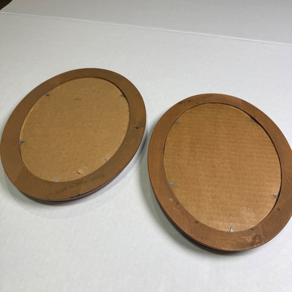 Vintage Hand Cut Silhouette Portraits Pair Signed 1977 1989 Oval Wood Frames 9x7 - Picture 5 of 6
